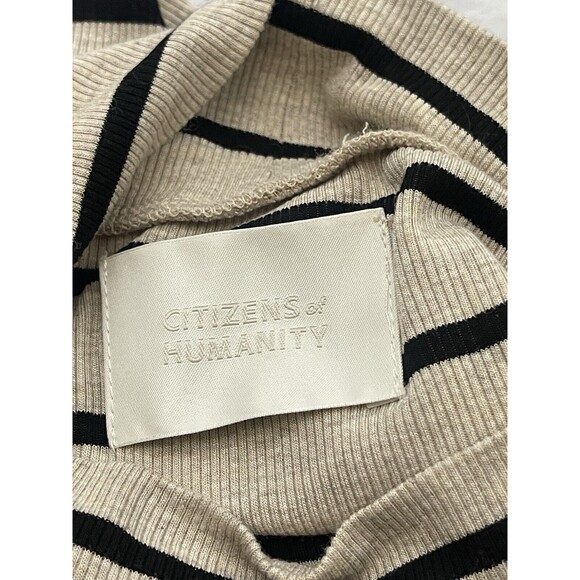 Citizens Of Humanity Selma Turtleneck In Oatmeal Stripe Rinse Sz M New - Picture 5 of 9